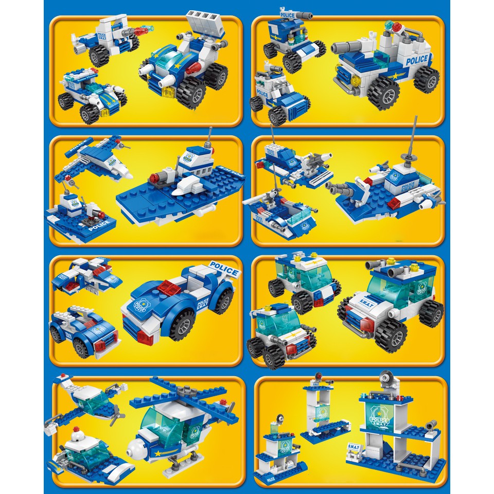 [700 CHI TIẾT] ĐỒ CHƠI XẾP HÌNH LEGO XE CẢNH SÁT SWAT XANH DƯƠNG LEGO ROBOT BẢO VỆ THÀNH PHỐ