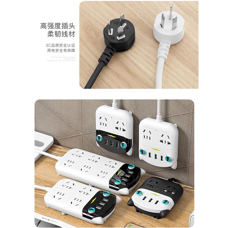 Ổ Cắm Điện Thông Minh Đa Tính Năng Chống Giật, Ổ Điện 2-3 Cổng Có Đầu Cắm USB Chống Cháy Nổ Chính Hãng GOLDEER