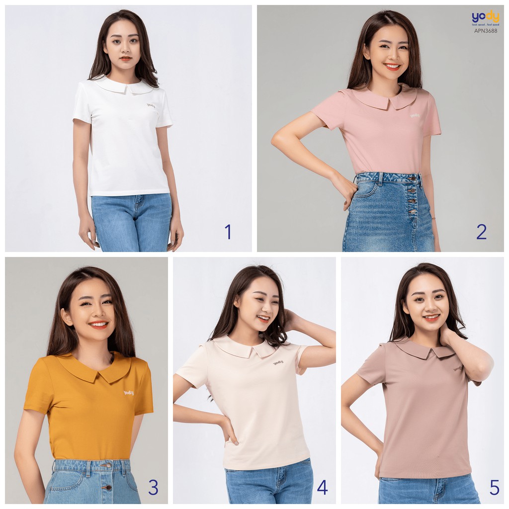 Áo Phông Polo Mắt Chim Cổ Sen  YODY Thiết Kế Thêu Trước Ngực Độc Đáo - Mã: APN3688