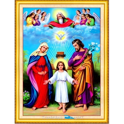 Tranh đính đá gia đình chúa,tranh gắn đá chưa gắn.