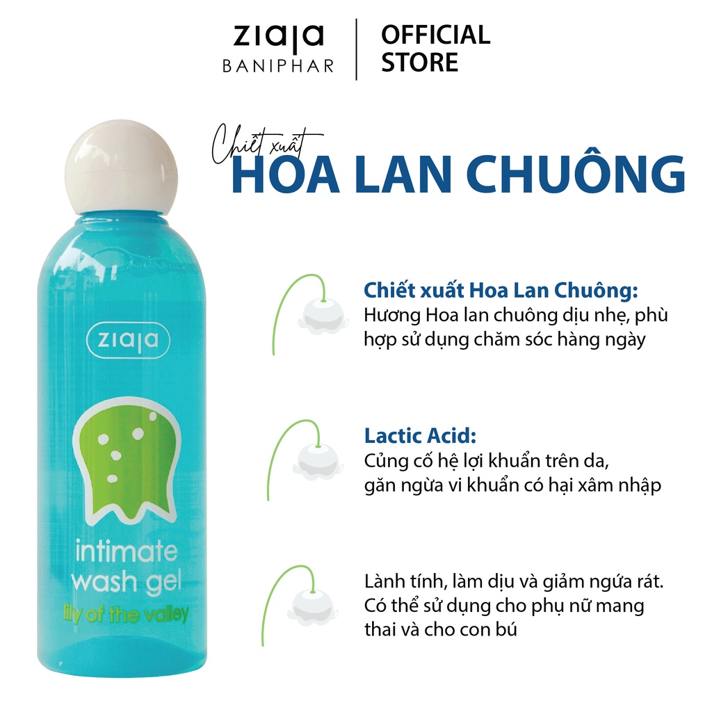 Dung Dịch Vệ Sinh Phụ Nữ Intimate Hoa Lan Chuông ZIAJA BANIPHAR Mùi Thơm Dịu Nhẹ Giúp Làm Sạch, Khử Mùi Hôi 200ml