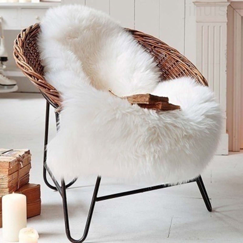 Thảm Lông Cừu Nhân Tạo Siêu Mềm Lót Ghế Sofa Trang Trí Nhà Cửa / Văn Phòng