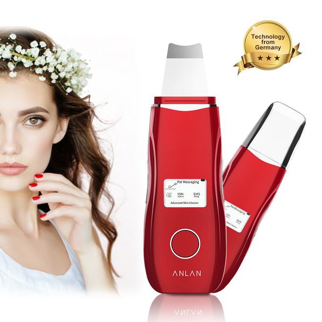 [Mã FMCGM100 - 10% đơn 500K] ANLAN EMS Ultrasonic Vibrating Massage Machine Blackheads Remover Cleansing Face