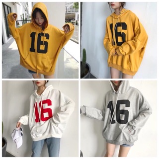 Áo hoodie vải nỉ lót bông dày dặn in số 16