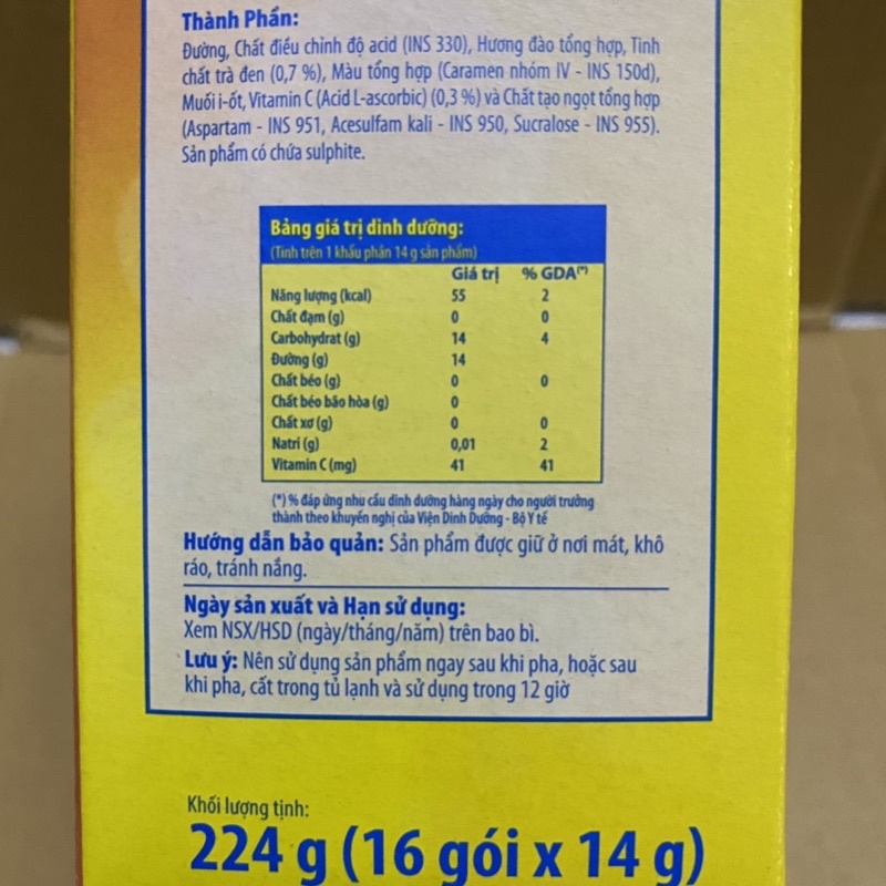 [16 Gói x14g][Đào] Hộp Trà Pha Hoà Tan Lipton