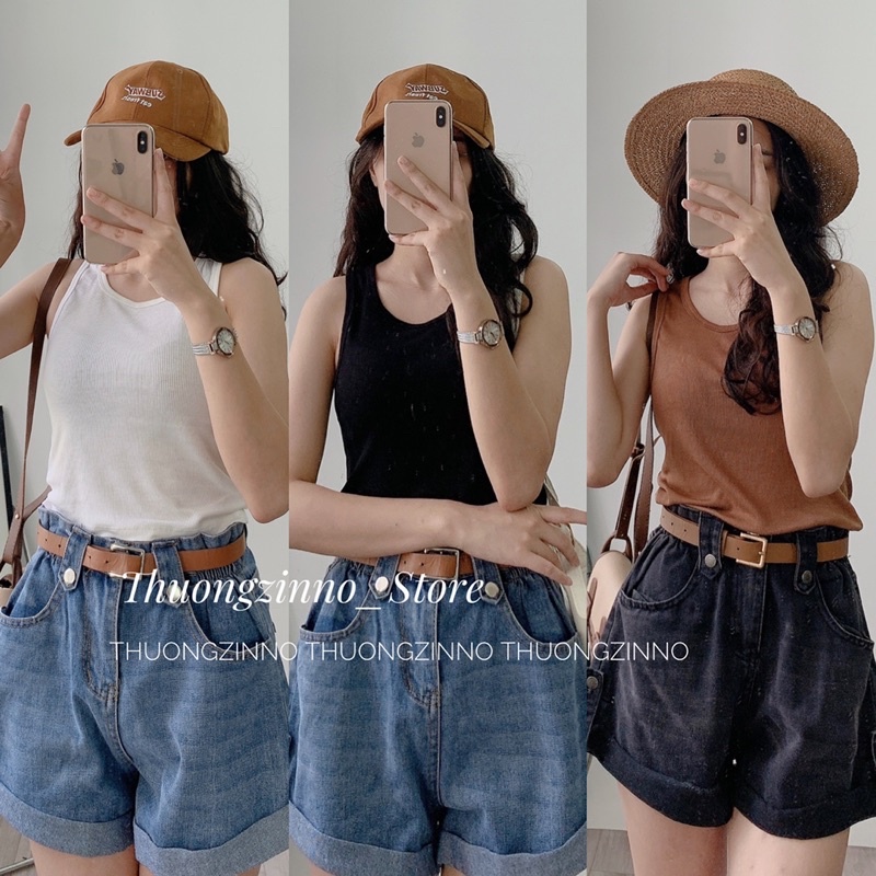[Ảnh thật/Video]Áo ba lỗ khoét vai Áo tanktop dáng dài chất liệu thun tăm mặc mềm mịn mát