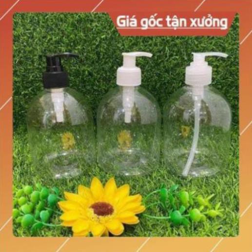 Chai nhựa pet vòi nhấn sữa tắm 500ml Thân lùn chiết mỹ phẩm