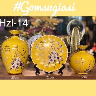 Bộ 3 bình đĩa trang trí nhà đẹp - Hzl14