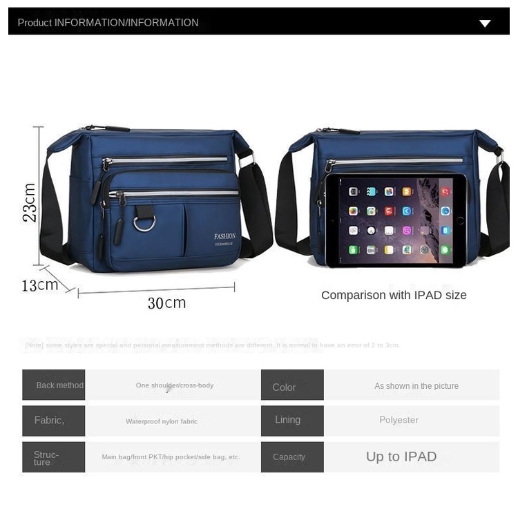 Túi đeo vai bằng vải Oxford sức chứa lớn chống thấm nước dễ phối đồ cho nam | BigBuy360 - bigbuy360.vn