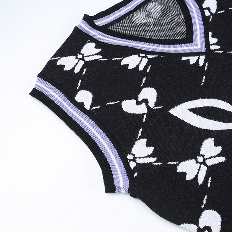 Áo Len Không Tay Cổ Chữ V In Họa Tiết Động Vật Dễ Thương Dành Cho Nữ