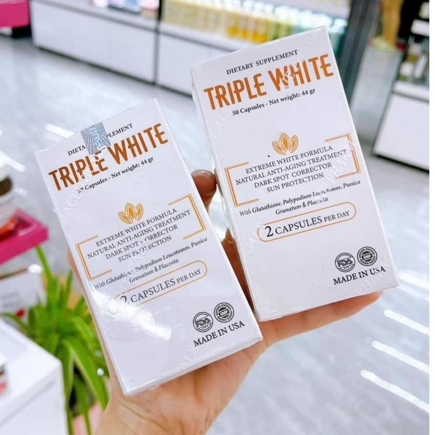 Triple white - Viên uống trắng da Triple White , chống nắng, ngừa nám hộp 50 viên