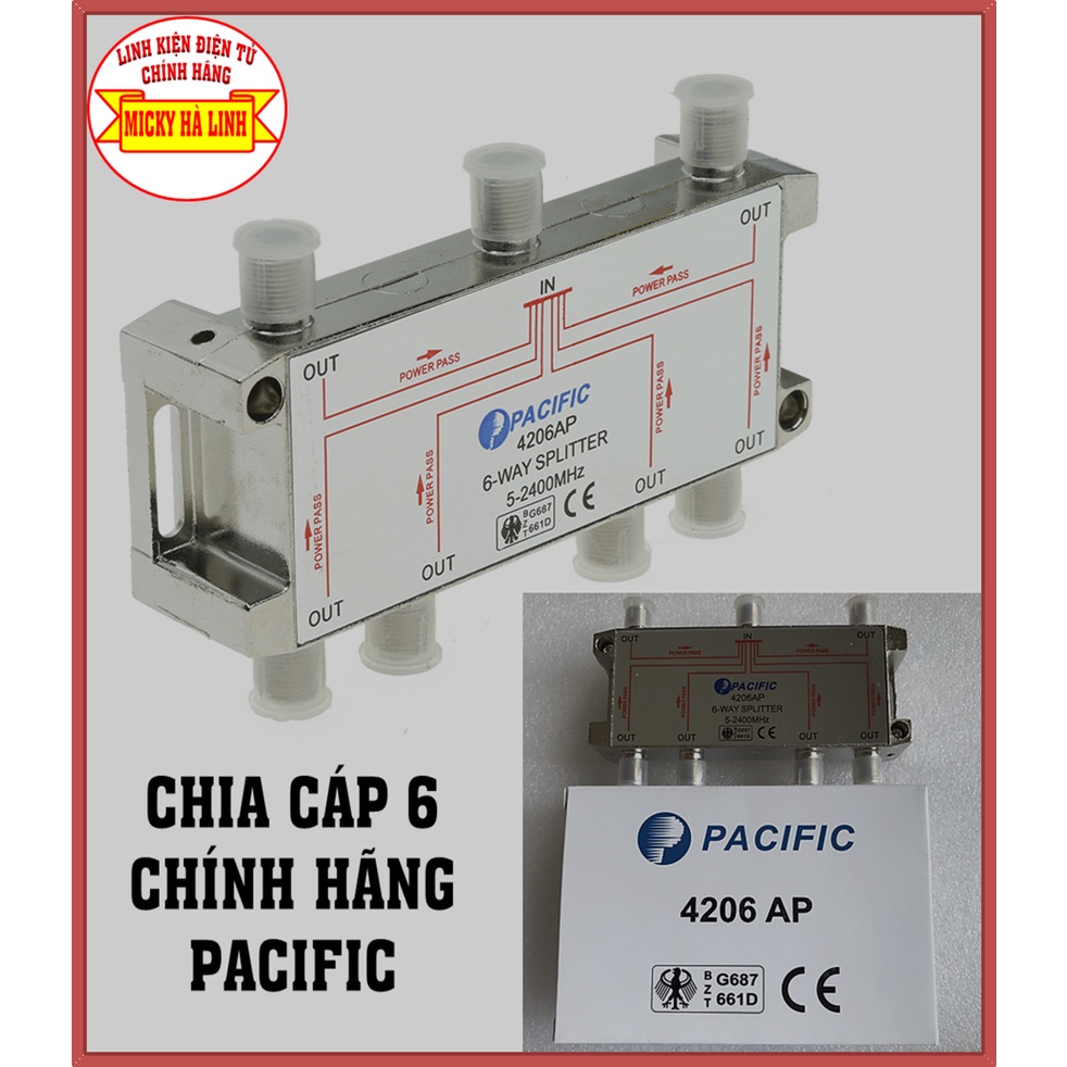 Bộ chia tín hiều truyền hình cáp 6 PACIFIC 4206AP Chính Hãng