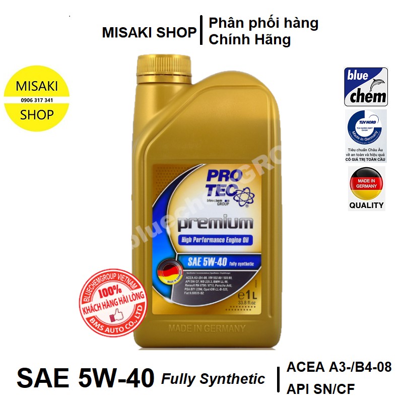 Dầu nhớt Bluechem⚡️PROTEC PREMIUM SAE 5W-40⚡️ Fully Synthetic ACEA A3-/B4-08 1L 📞Misaki Shop