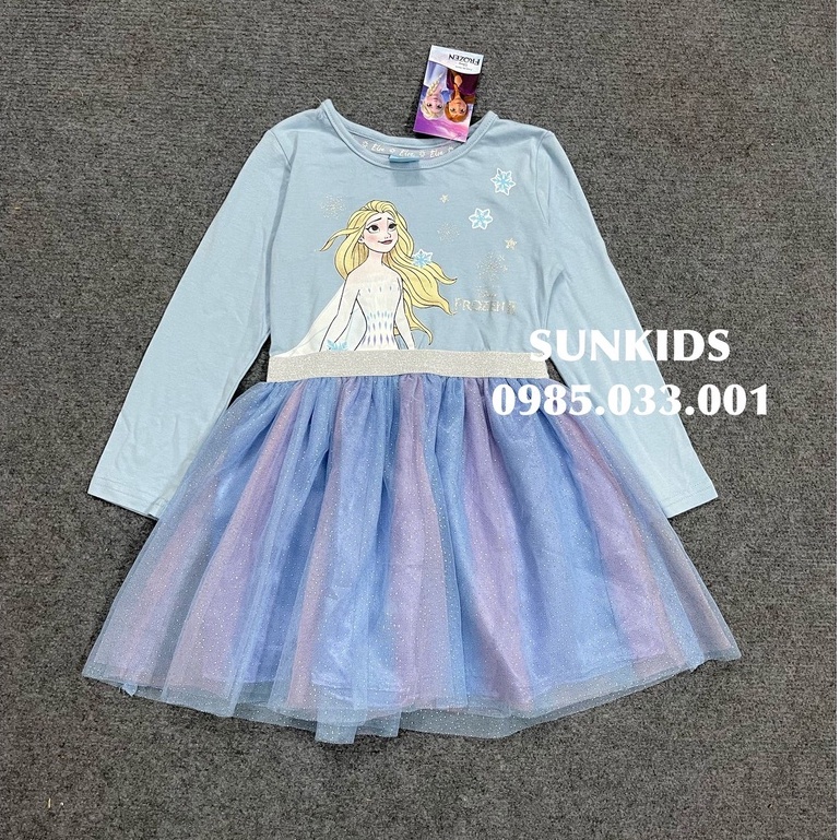 Váy bé gái Primark Elsa xanh chân cầu vồng