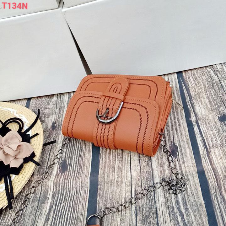 Túi đeo chéo đầm tiệc ngăn kép màu nâu thời trang KN30 Shalla