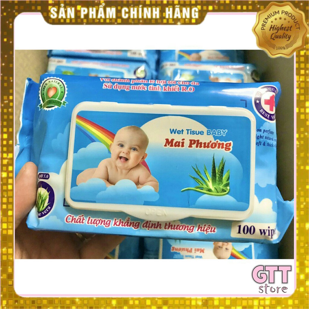 Khăn ướt đa năng Mai Phương hộp 100 tờ KHANDN03