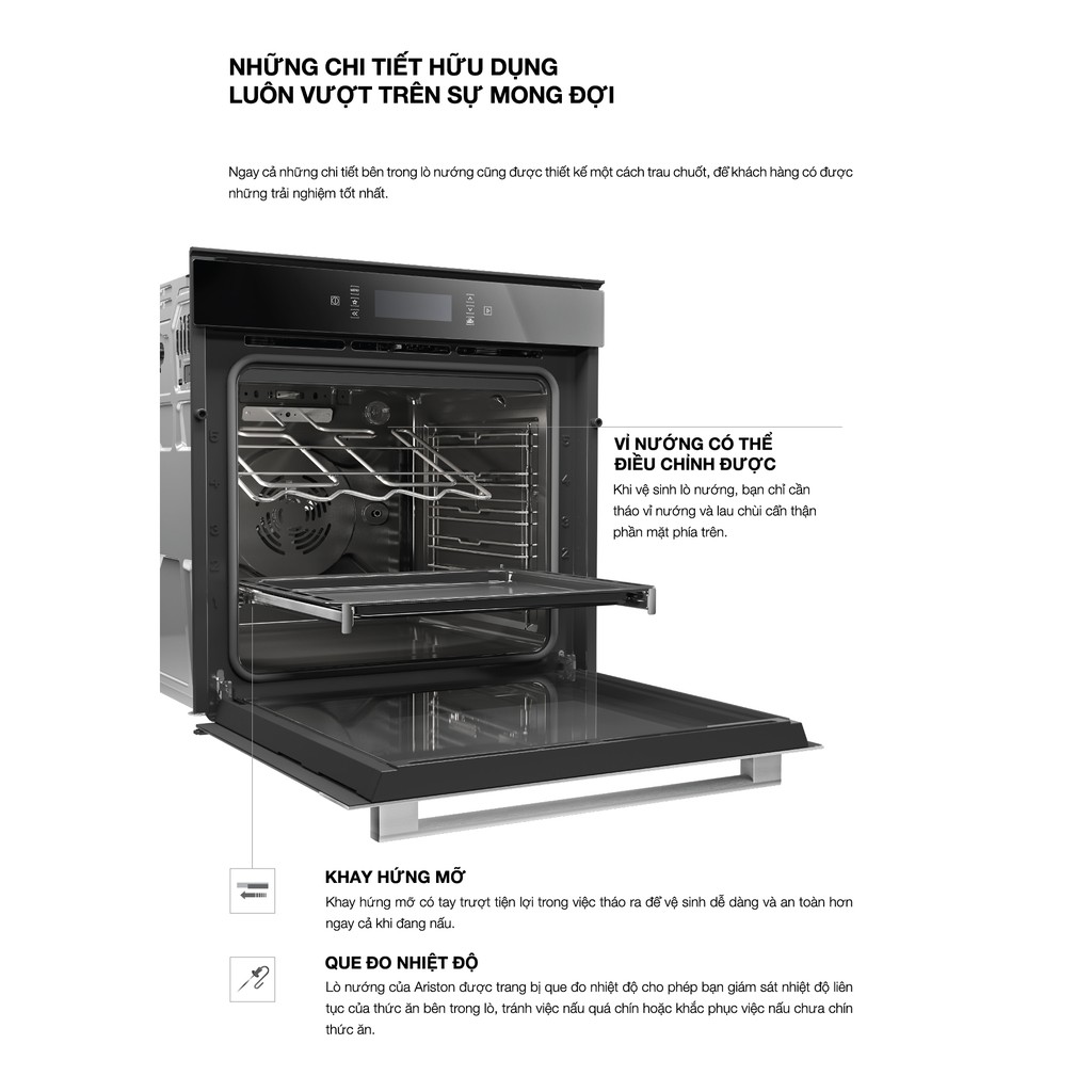 Lò Nướng Điện Lớn Âm Tủ Đa Năng Ariston FI5 854 C IX A AUS 71L - Hàng chính hãng