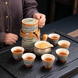 Bộ ấm pha trà cối xay phong cảnh -kèm hộp quà tặng.