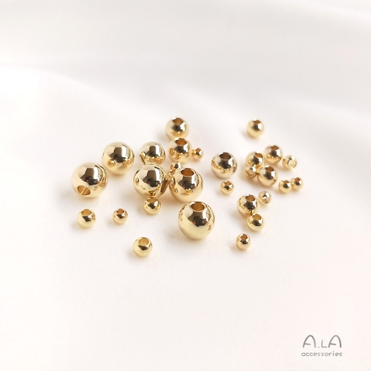 Bộ 10 Hạt Tròn Nhỏ Màu Sắc Mạ Vàng 14K Dùng Làm Trang Sức Thủ Công diy