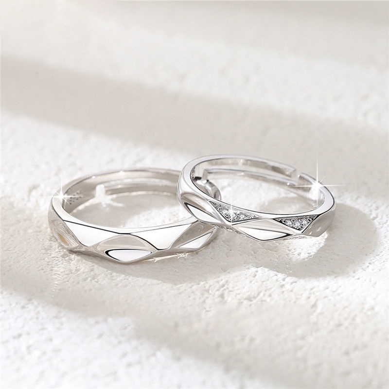 Edge Nhẫn Đôi Mạ Bạc 925 Có Thể Điều Chỉnh Kích Cỡ