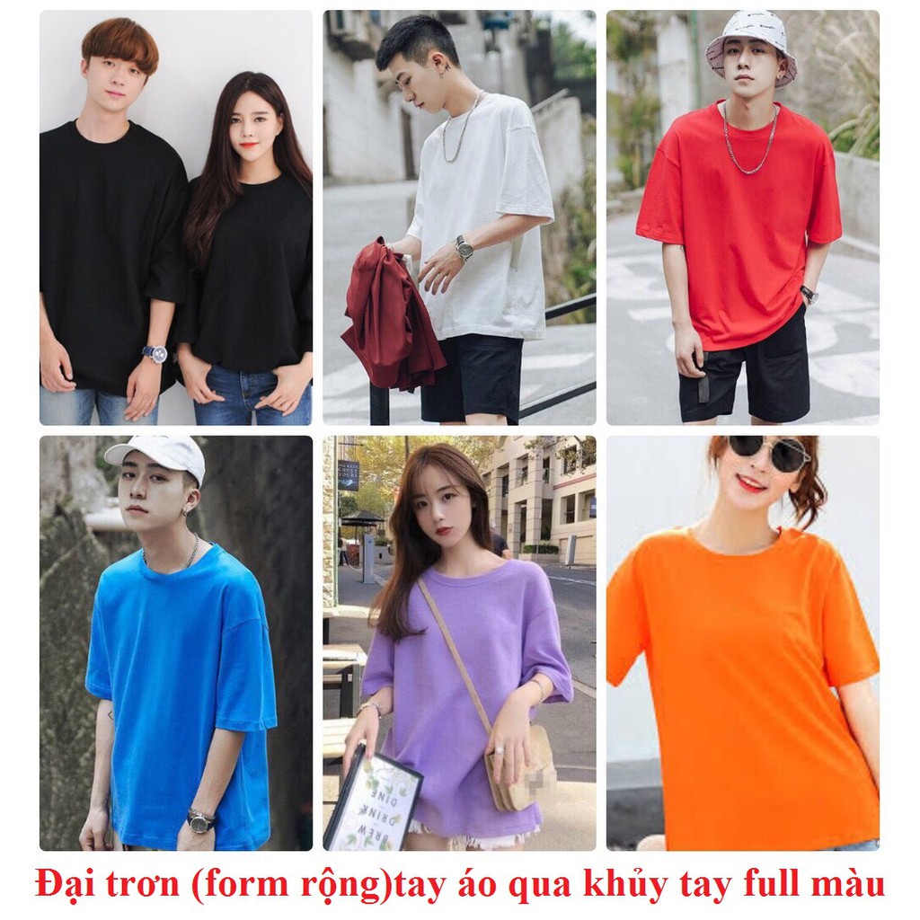 Áo thun TRƠN form rộng tay lỡ cotton FULL MÀU unisex nam nữ