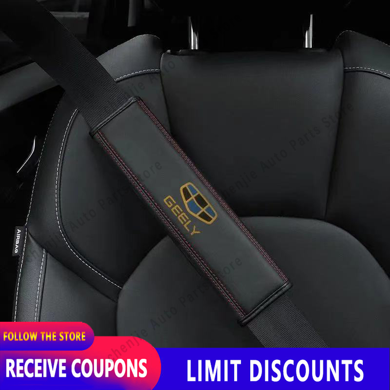 2 Chiếc Cho Geely Coolray Okavango MK Dây An Toàn Miếng Lót Vai Bao Da Dây logo Xe Nội Thất Phụ Kiện