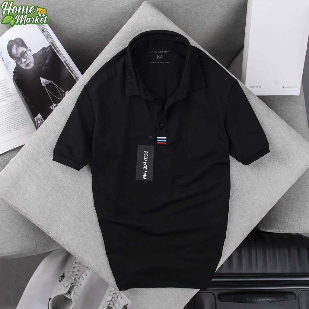 ( Mẫu 2021 ) Áo Polo Cổ Bẻ, Màu Đen Trắng Form Chuẩn Phong Cách Hàn Quốc | BigBuy360 - bigbuy360.vn