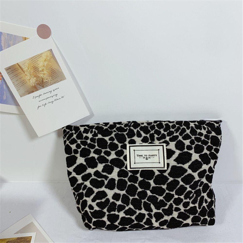 MIHAN1 Túi Đựng Đồ Trang Điểm Họa Tiết Da Báo