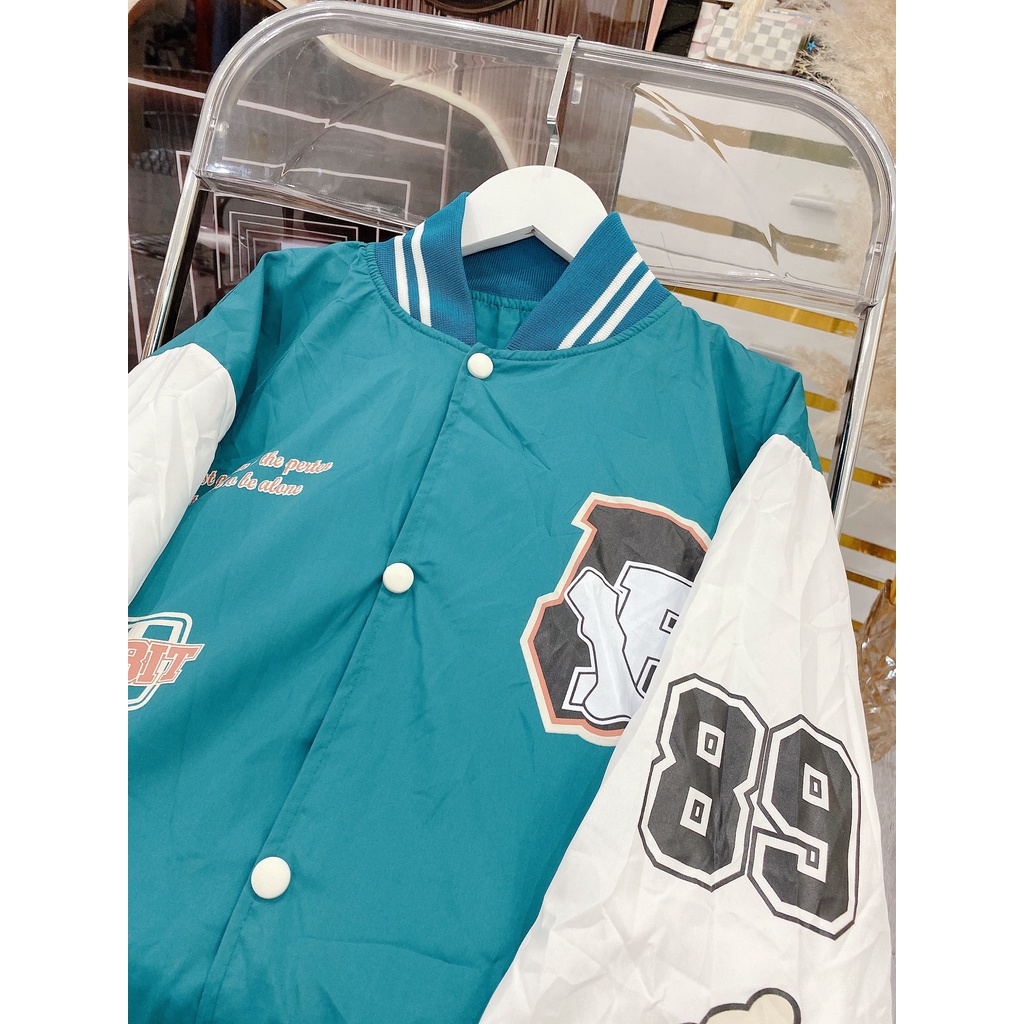 Khoác Bomber Gió Viền Cổ Chun Tay Số 89 Dáng Rộng 2 Lớp Nam Nữ Unisex Uzzlang