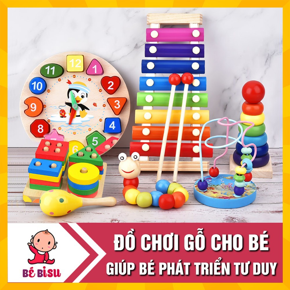 BỘ ĐỒ CHƠI GỖ 7 MÓN AN TOÀN, PHÁT TRIỂN TƯ DUY CHO BÉ- xem ảnh