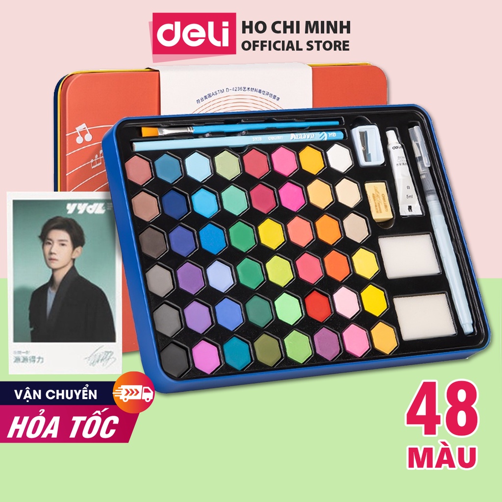 [CÓ QUÀ TẶNG] Màu nước dạng nén Deli phiên bản mới Water color bao gồm 8 dụng cụ chuyên nghiệp - Vương Nguyên TFBoys