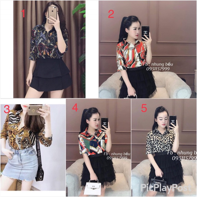 Áo sơ mi lụa họa tiết sang chảnh | BigBuy360 - bigbuy360.vn