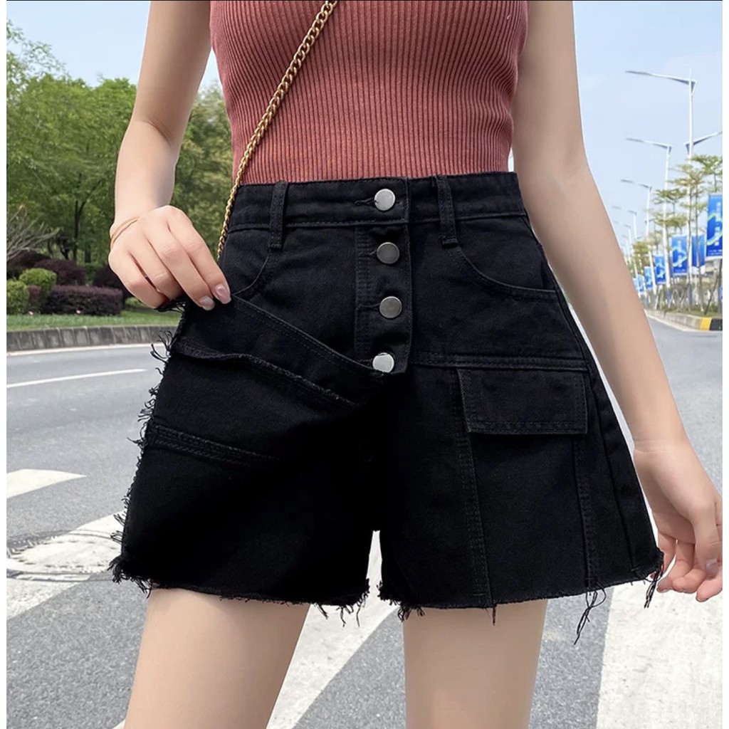 Quần Short jean Nữ Lưng Cao giả váy