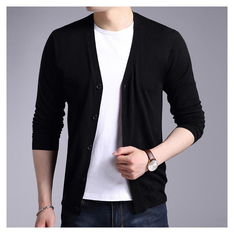 Áo khoác cardigan nam cao cấp phong cách zonado zcd01 đen thumbnail