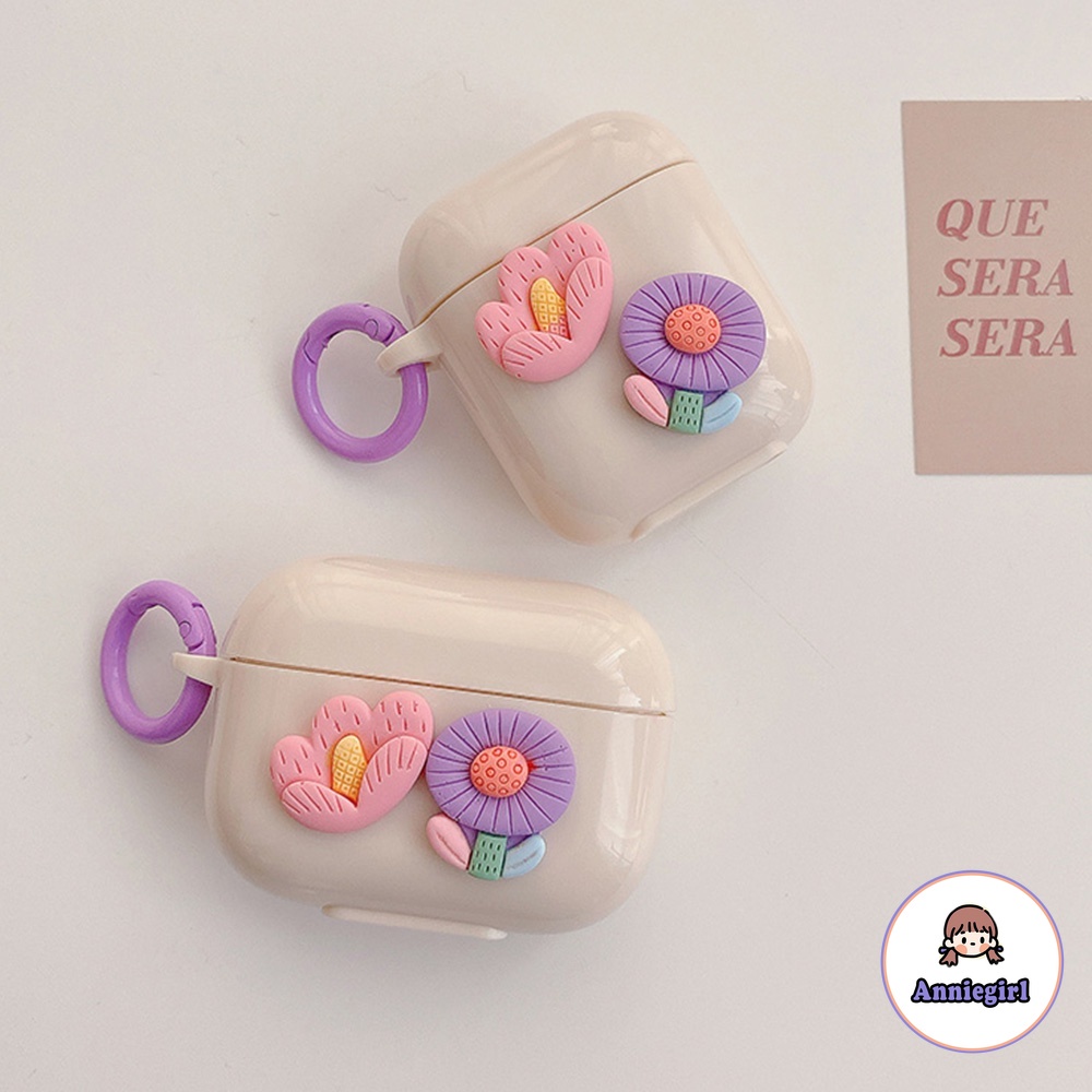 Vỏ Bảo Vệ Hộp Sạc Tai nghe không dây Airpods 1/2/3/pro Hình Hoa Đào Mùa Hè 3D