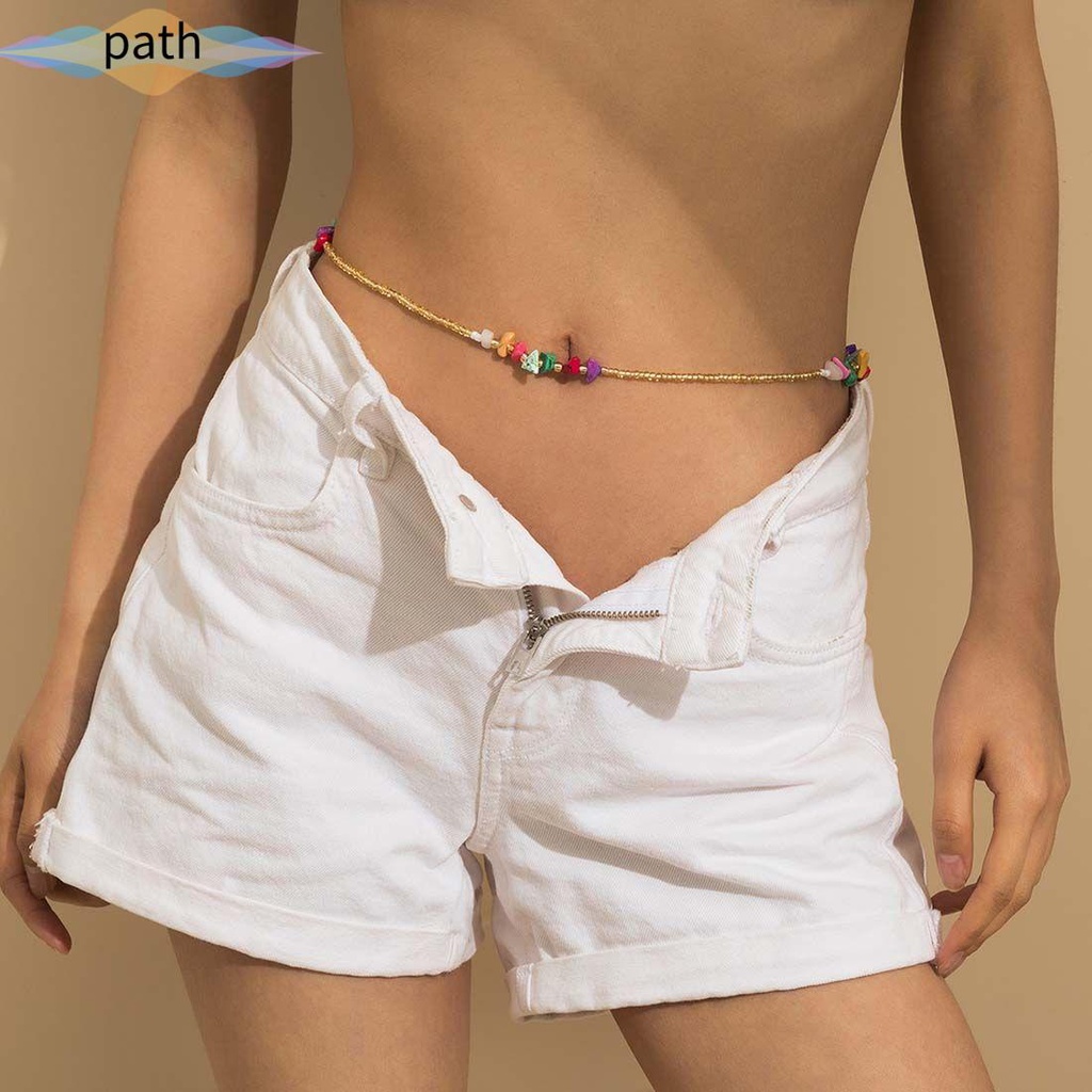 Chuỗi đeo bụng thắt lưng xỏ hạt gạo ngọc lam màu phong cách ngày lễ xu hướng bohemia làm vòng cổ trang sức cơ thể