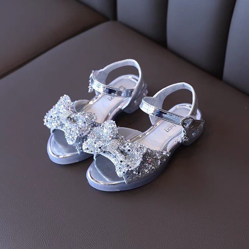 sandal bé gái - dép quai hậu cho bé đính đá, nơ nhỏ sang chảnh đế dẻo 2021 179 5125