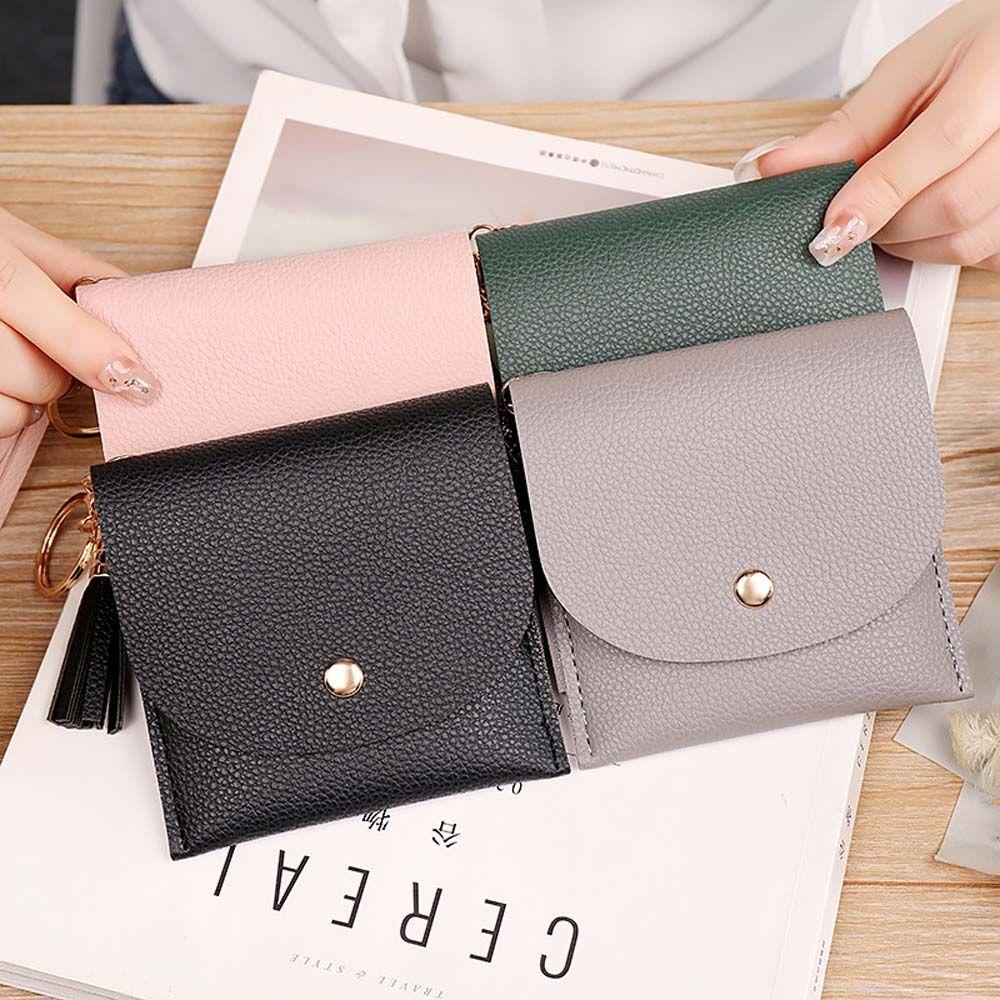 Ví Ngắn Đính Tua Rua Có Khóa Cài Thời Trang Cho Nữ Giá Đỡ