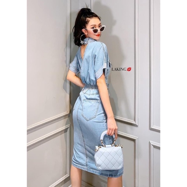 Váy jean dáng midi