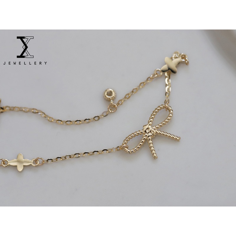 Vòng đeo tay bạc 925 mặt nơ thời trang xinh xắn dành cho nữ