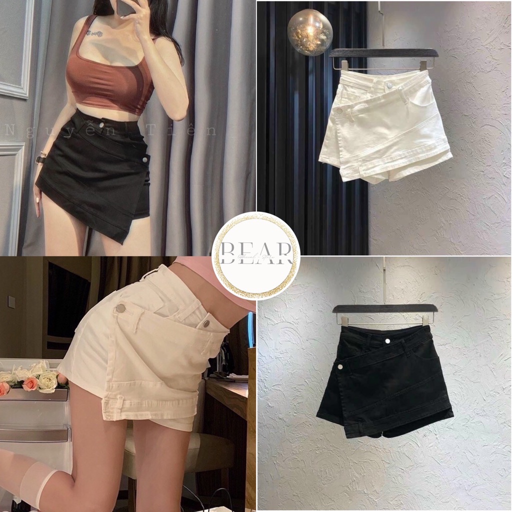 Quần short giả váy kiểu nữ cạp cao vạt chéo chất vải cao cấp co dãn cá tính - CV0045 | bear.story