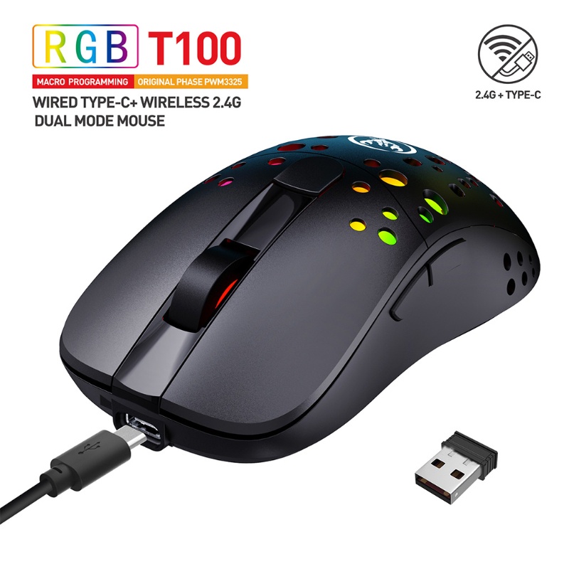 【PC】 Premium and Portable RGB Gaming Mouse Wired / Wireless Computer Parts Electronic Game Mice 6 Buttons Programmable Driver