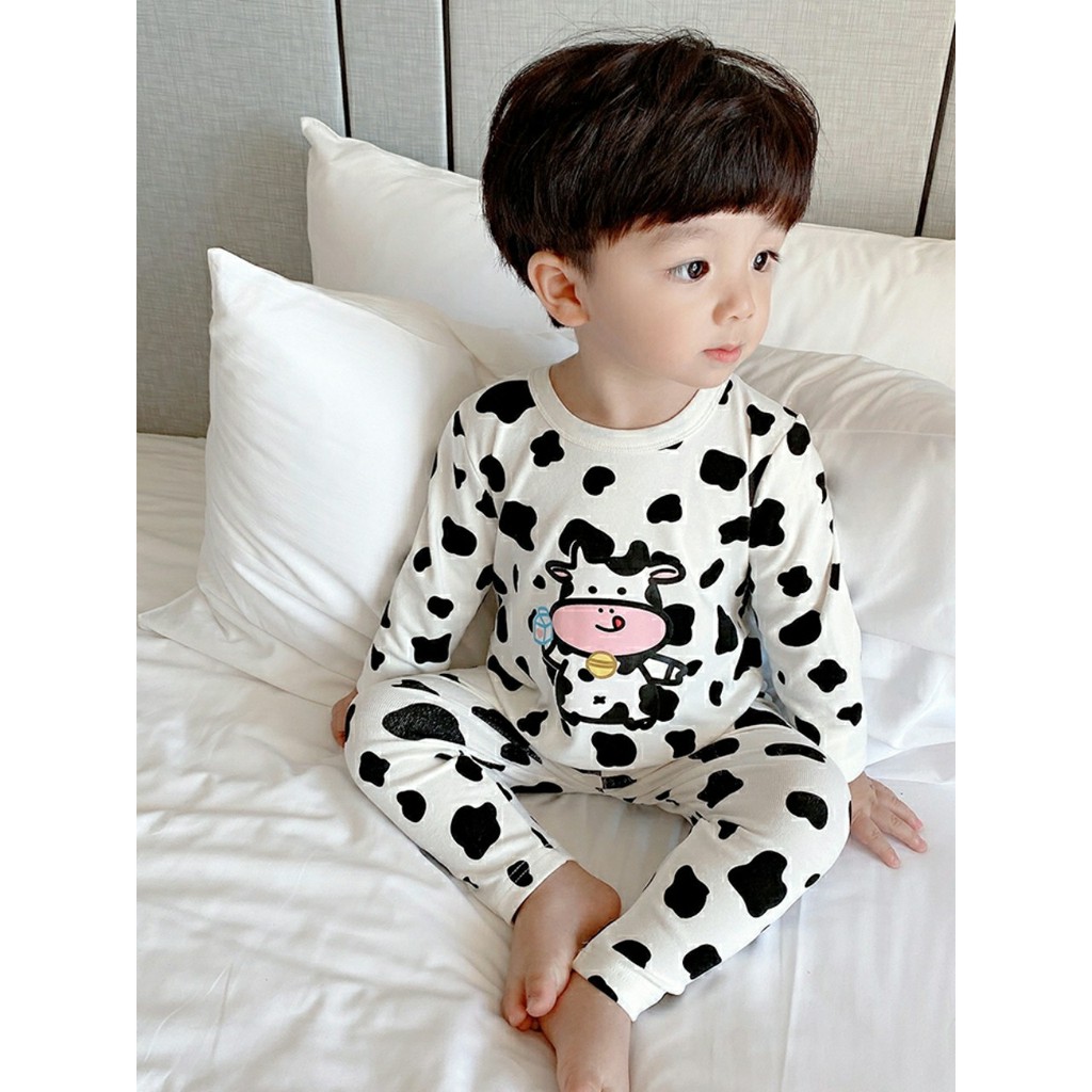 Bộ đồ Bò sữa dài tay cho bé trai và gái cực hót 8-18kg chất cotton co giãn 4 chiều