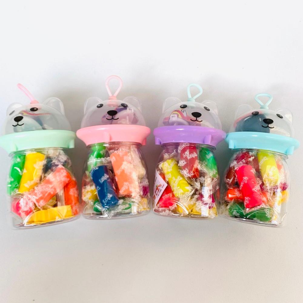 Đất nặn hình gấu cute hộp 12 viên đắt đủ mầu + tặng một xe đồ chơi mini