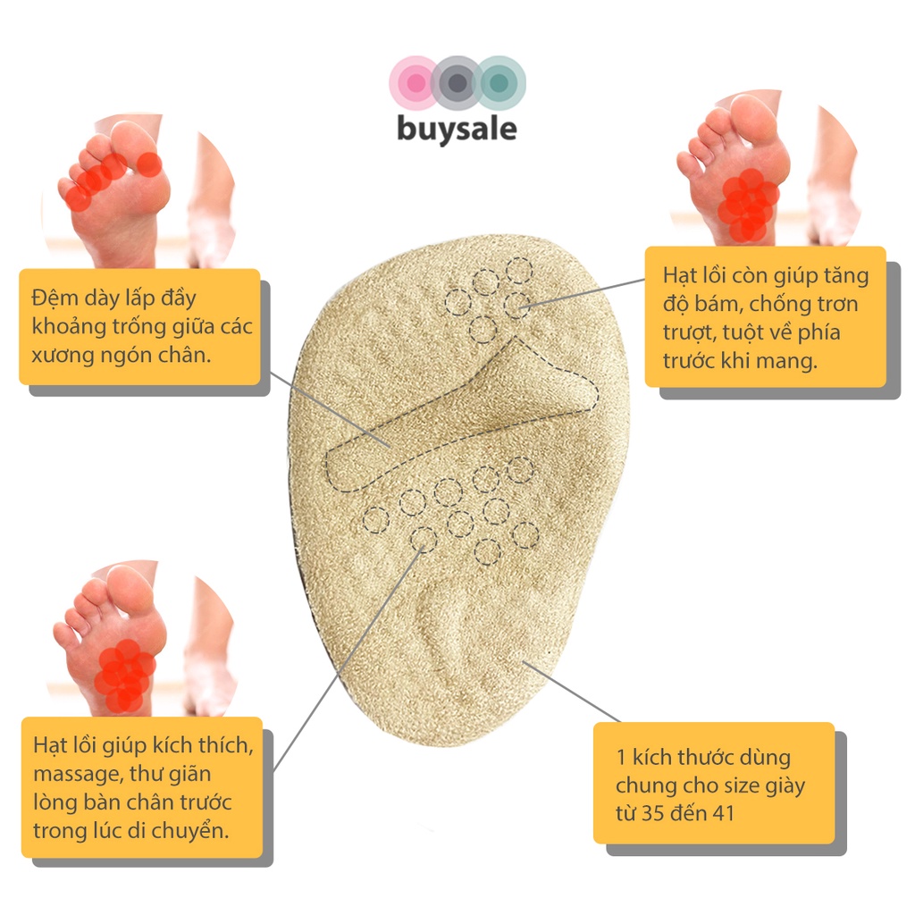 Lót giày cao gót, sandal chống trượt, đệm êm mũi chân, giảm đau ngón chân khi mang giày cao giày - Buysales - BSPK226