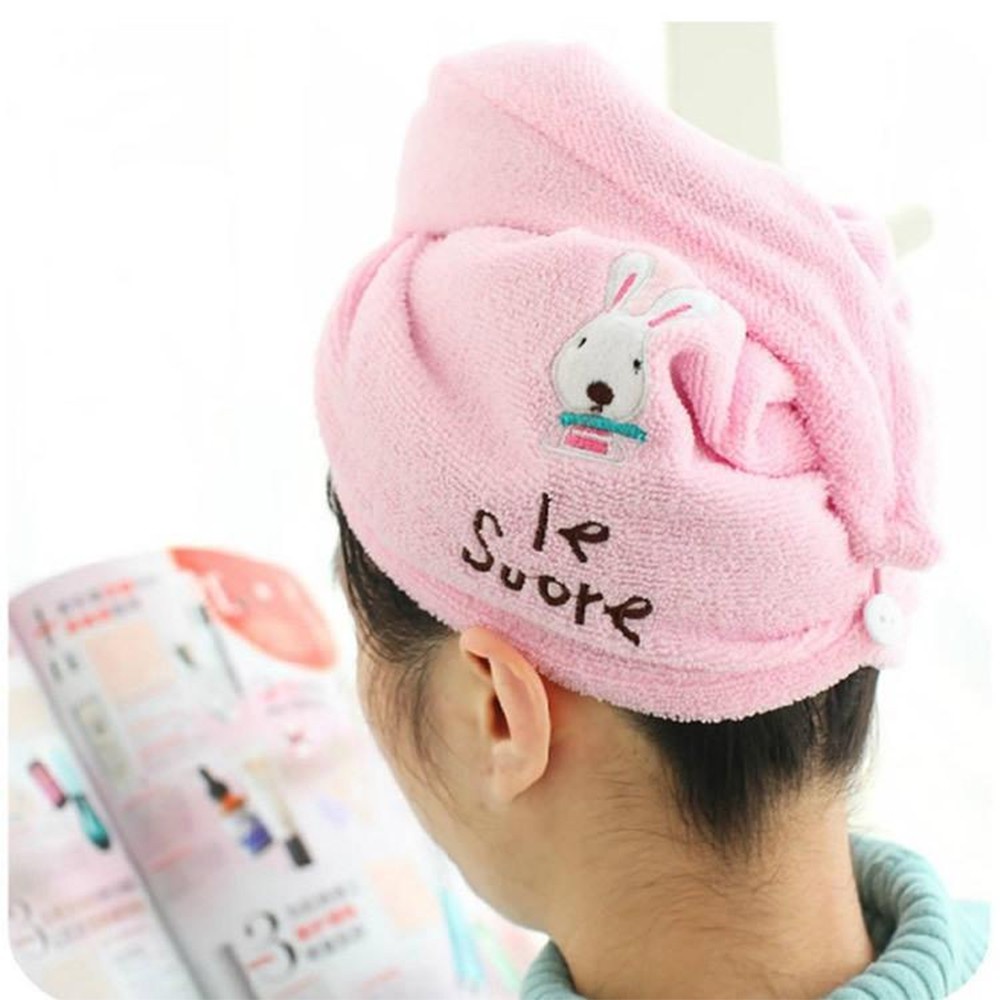 [Tổng Kho Sỉ] Khăn Lau Đầu Tự Rút Nước Siêu Tốc J3 Mẫu Gấu/Con Thỏ - Khăn Quấn Khô Tóc, Ủ Tóc