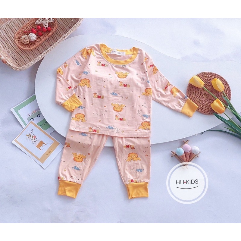 Bộ dài tay thun lạnh in hoạ tiết cho bé trai , gái (6-18kg)