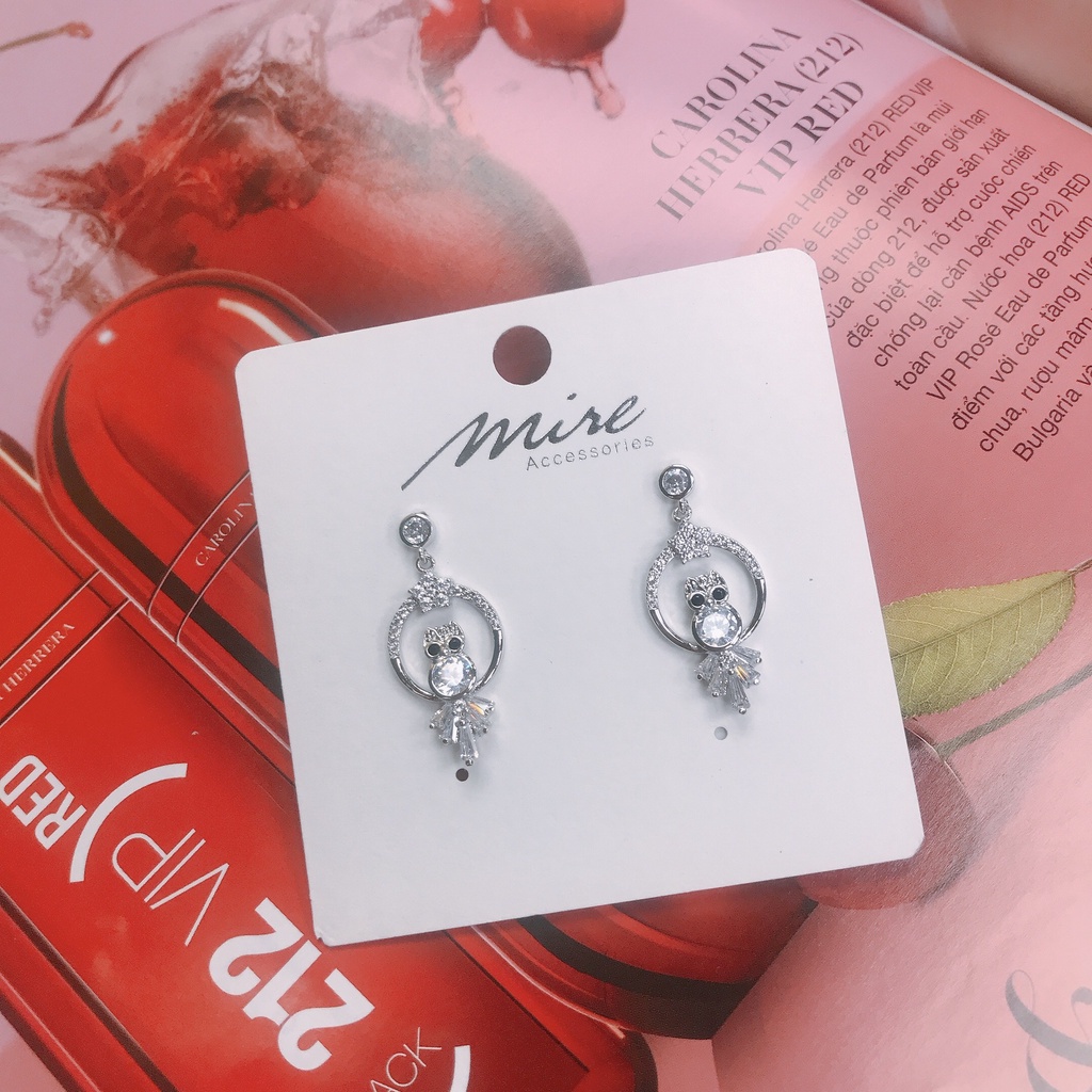 Khuyên tai Mire S925, Bông tai hình con cú dễ thương cho nữ