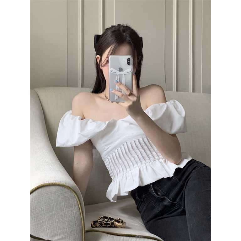 Áo Tay Phồng Ngắn Lưng Cao Sang Trọng Cao Cấp Mới