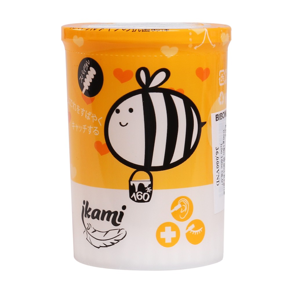 Tăm bông hai đầu xoắn IKAMI (160c/hộp)